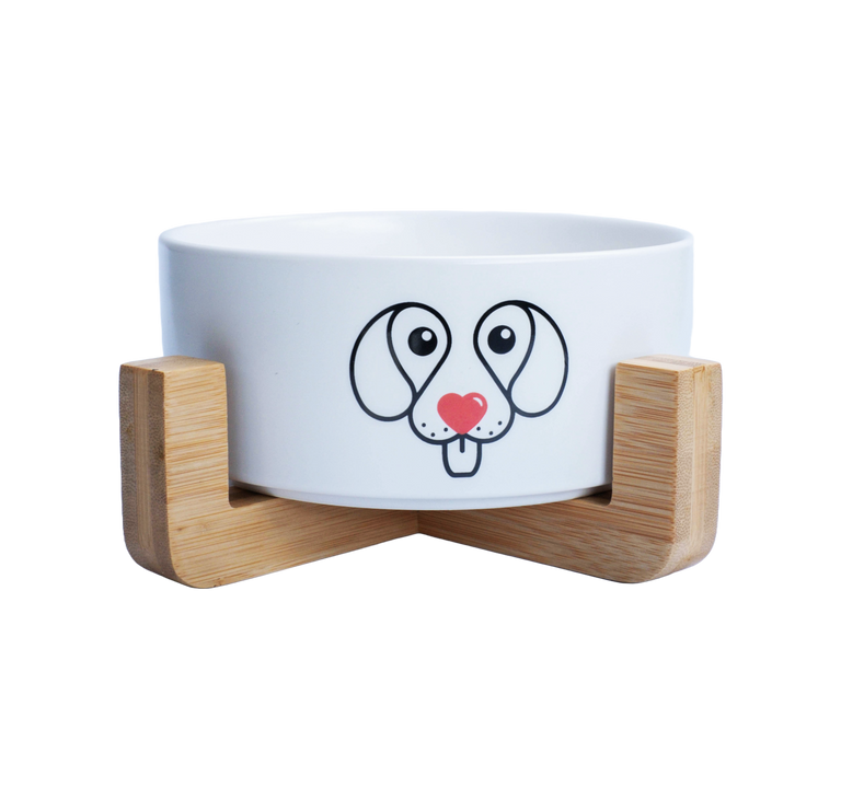 Dog Bowl With Bamboo Stand